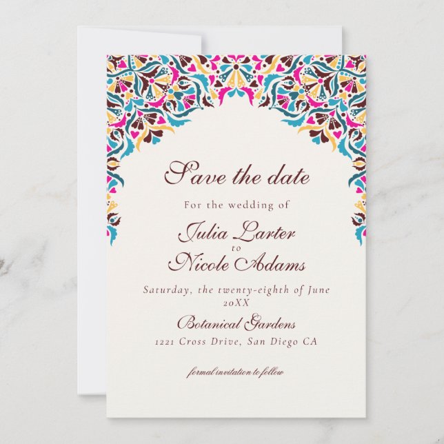 Whimsical Luxus Elfenbein Blumenstrauß Hochzeit Save The Date (Vorderseite)