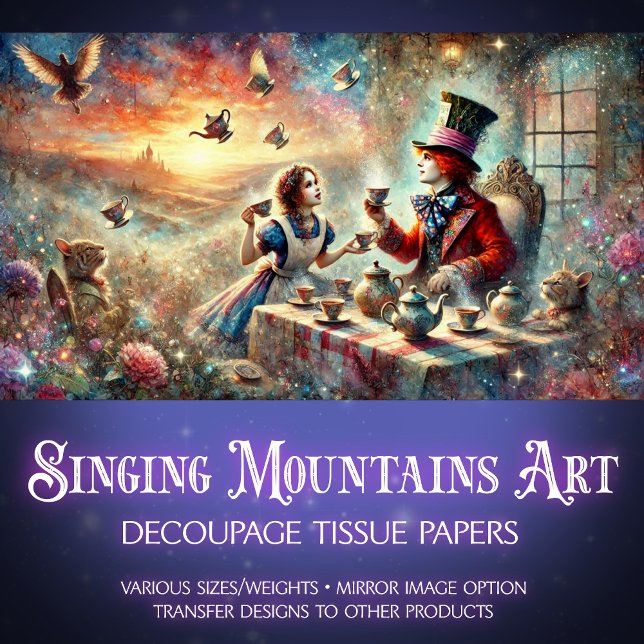 Whimsical Mad Hatter Tee Party Dekoupage Seidenpapier (Von Creator hochgeladen)