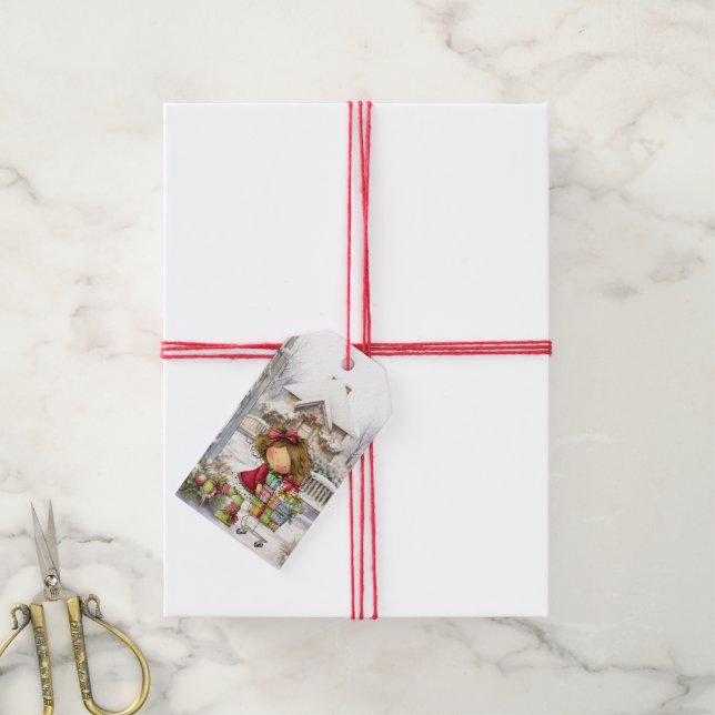 Whimsical Mädchen Humorvoll  Geschenkanhänger (Mit Garn)