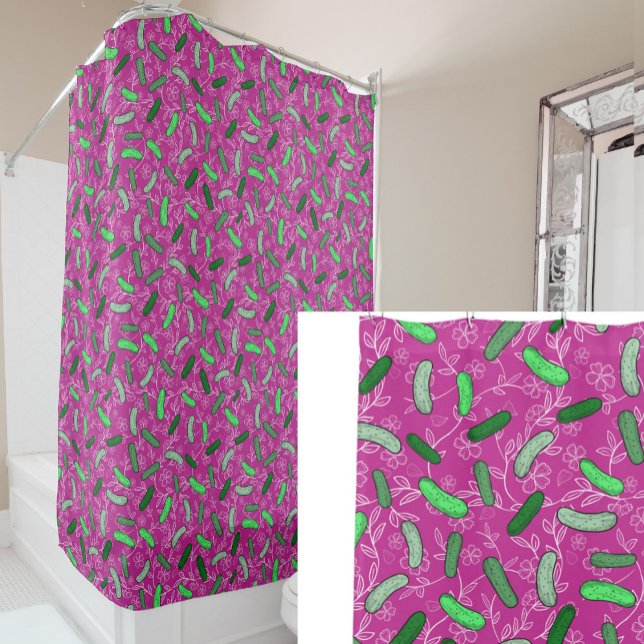 Whimsical Magenta Gurken Bunt Duschvorhang (Von Creator hochgeladen)