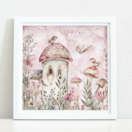 WHIMSICAL MAGIC MUSHROOM GARDEN POSTER