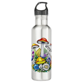 Whimsical Magic Mushrooms und Blume Edelstahlflasche