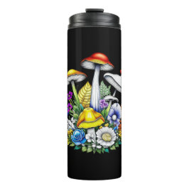Whimsical Magic Mushrooms und Blume Thermosbecher