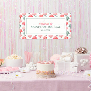 Whimsical Magic Niedliche farbenfrohe Pilze Geburt Banner