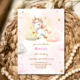 Whimsical Magic Pastel Unicorn Kindergeburtstag Einladung