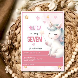 Whimsical Magic Pastel Unicorn Kindergeburtstag Einladung