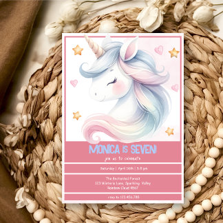Whimsical Magic Pastel Unicorn Kindergeburtstag Einladung