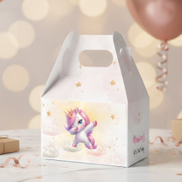 Whimsical magic pink dabbing unicorn Kindergeburts Geschenkschachtel