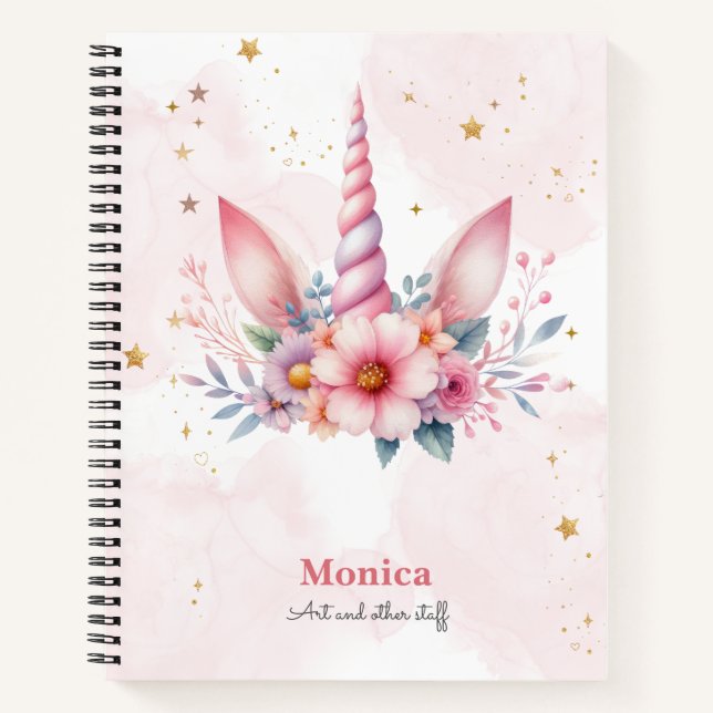 Whimsical magic pink unicorn horn Kinder Notizbuch (Vorderseite)