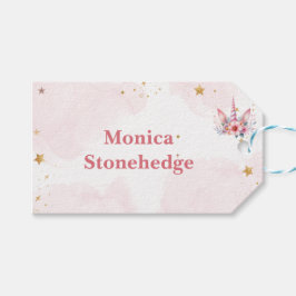 Whimsical magic pink unicorn horn Kindergeburtstag Geschenkanhänger