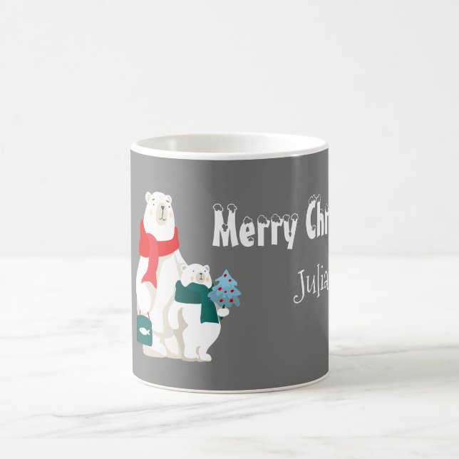Whimsical Magic Snow Xmas Polar Bär Kaffeetasse (Mittel)