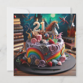 WHIMSICAL MAGICAL 21. BIRTHDAY CAKE KARTE