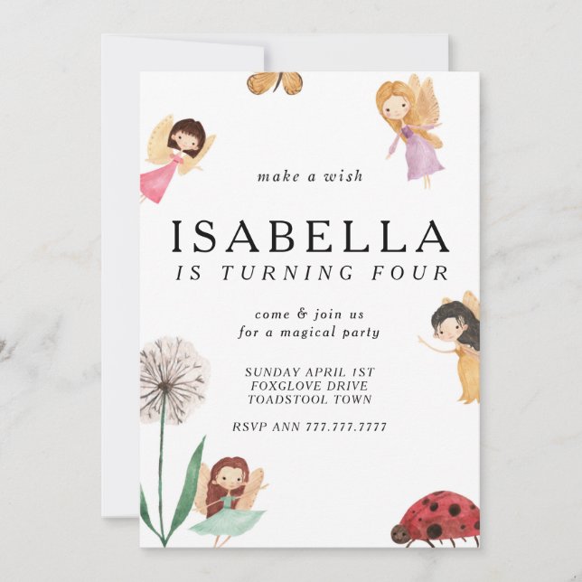 Whimsical Magical Fairy Birthday Einladung (Vorderseite)