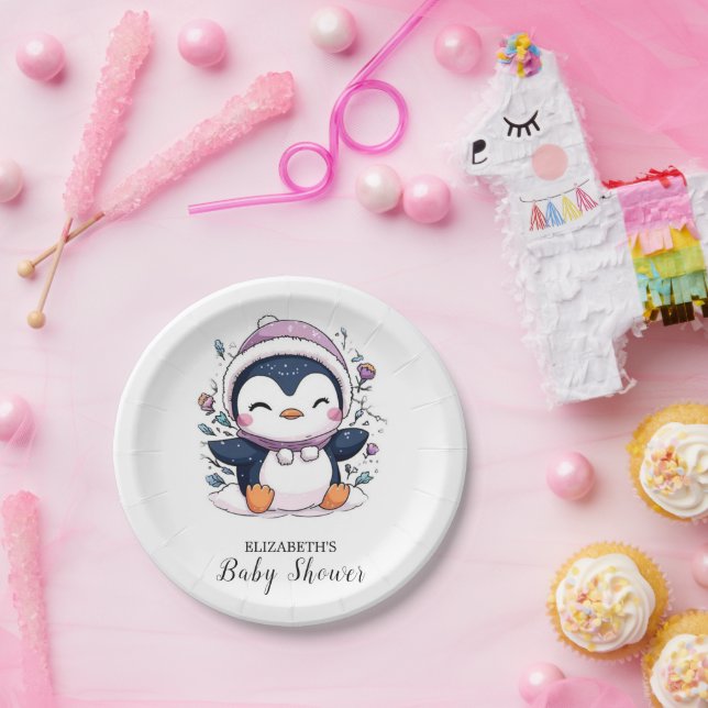 Whimsical Magical Pinguin Baby Dusche Pappteller (Party)