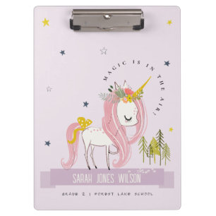 Whimsical Magical Unicorn Lila Lilac Princess Klemmbrett