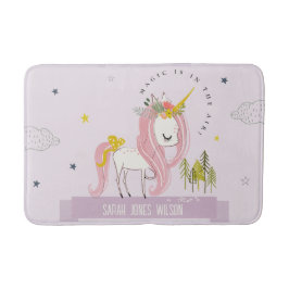 Whimsical Magical Unicorn Lila Princess Kids Badematte