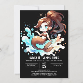 Whimsical Majestic Meerjungfrau Geburtstag Einladung