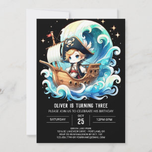 Whimsical Majestic Pirate Birthday Einladung