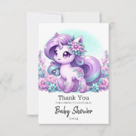 Whimsical Majestic Unicorn Baby Dusche Dankeskarte