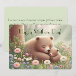 Whimsical Mama & Baby Bear Day Flat Card Feiertagskarte