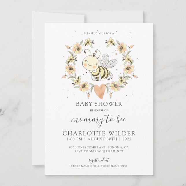 Whimsical Mama to bee Baby Shower Einladung (Vorderseite)