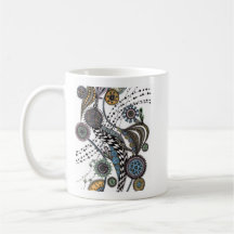 Whimsical Mandala- und Schachbrettband-Kaffeetasse