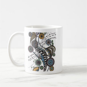 Whimsical Mandala- und Schachbrettband-Kaffeetasse Kaffeetasse