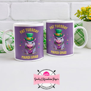 Whimsical Mardi Gras Fat Dienstag Hippo Kaffeetasse