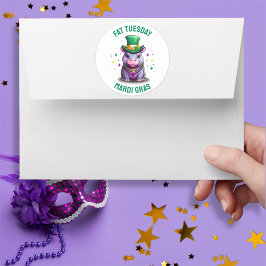 Whimsical Mardi Gras Fat Dienstag Hippo Sticker