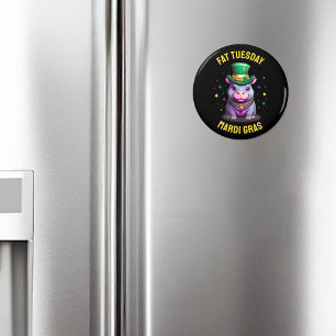 Whimsical Mardi Gras Fat Dienstag Hippo Sticker Magnet