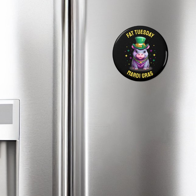 Whimsical Mardi Gras Fat Dienstag Hippo Sticker Magnet (Von Creator hochgeladen)