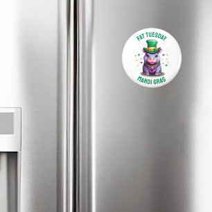 Whimsical Mardi Gras Fat Dienstag Hippo Sticker Magnet