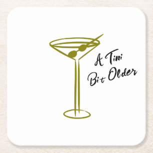 Whimsical Martini Illustration Geburtstag Rechteckiger Pappuntersetzer