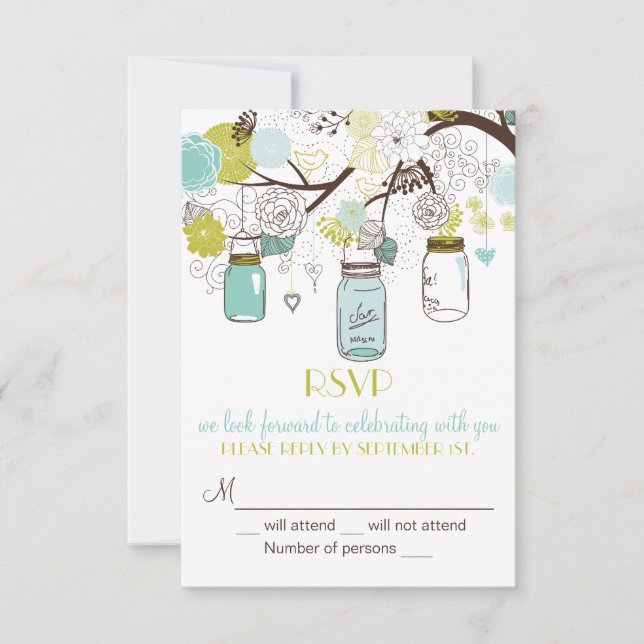Whimsical Mason Jars UAWG Wedding Einladung (Vorderseite)