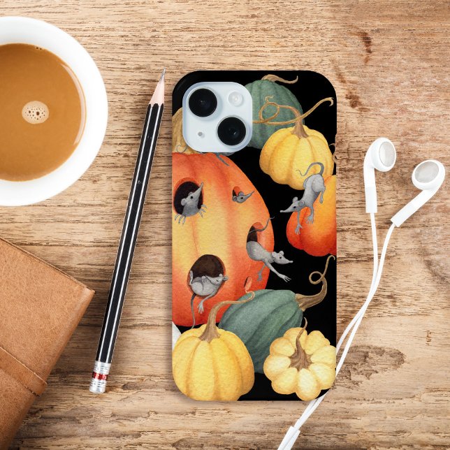Whimsical Mäuse und Pumpkins Herbstspass Case-Mate iPhone Hülle (A fun phone case for fall!)