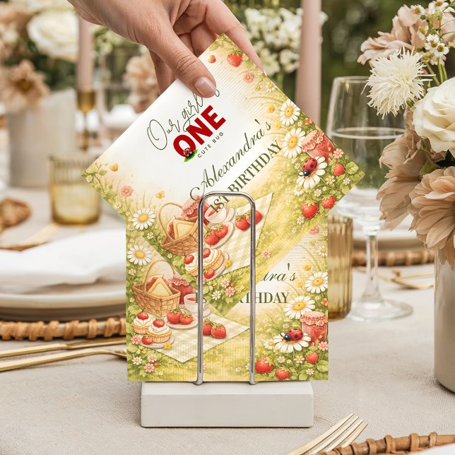 Whimsical Meadow Lady Bug 1st Birthday Serviette (Von Creator hochgeladen)