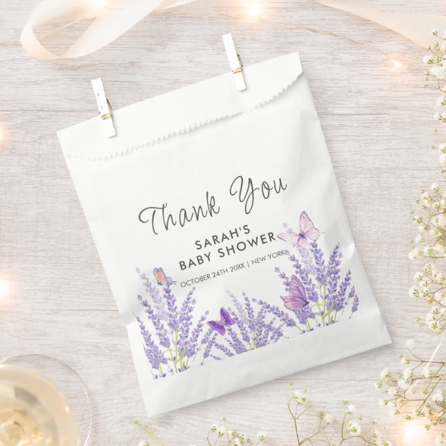Whimsical Meadow Lavender Butterfly Babydusche Geschenktütchen (Ausgeschnitten)