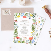 Whimsical Meadow Wildblumen Hochzeitseinladung