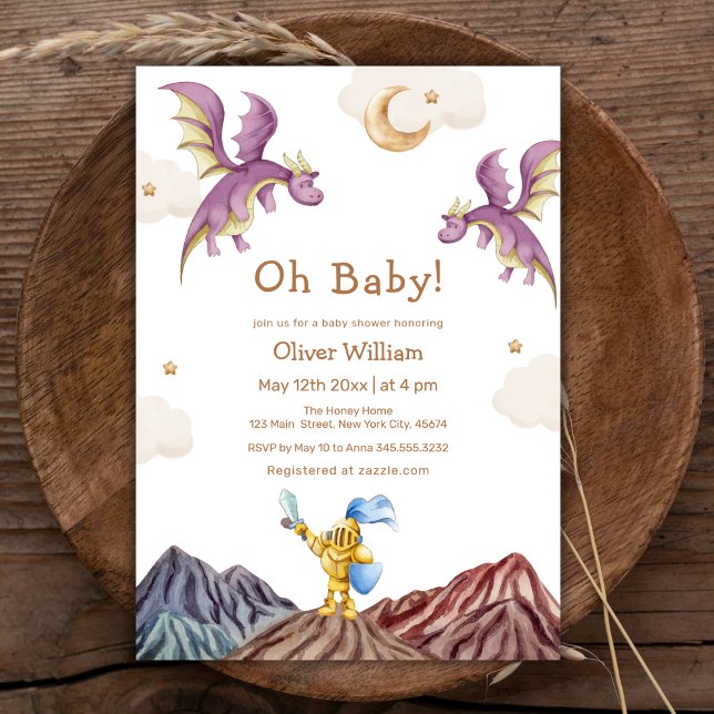 Whimsical Medieval Märchen Dragon Baby Dusche Einladung (Whimsical Medieval Fairytale Dragon Baby Shower Invitation)