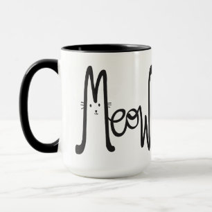 Whimsical MEOW Modernes Minimalistisches Black Cat Tasse