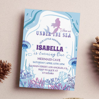 Whimsical Mermaid 1. Geburtstag Einladung