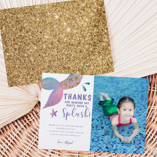 Whimsical Mermaid Birthday Party Foto Dankeskarte