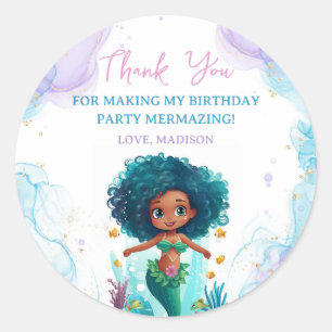 Whimsical Mermaid Birthday Party Runder Aufkleber