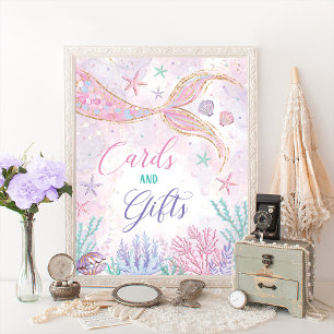Whimsical Mermaid Cards & Gifts Party Zeichen Poster