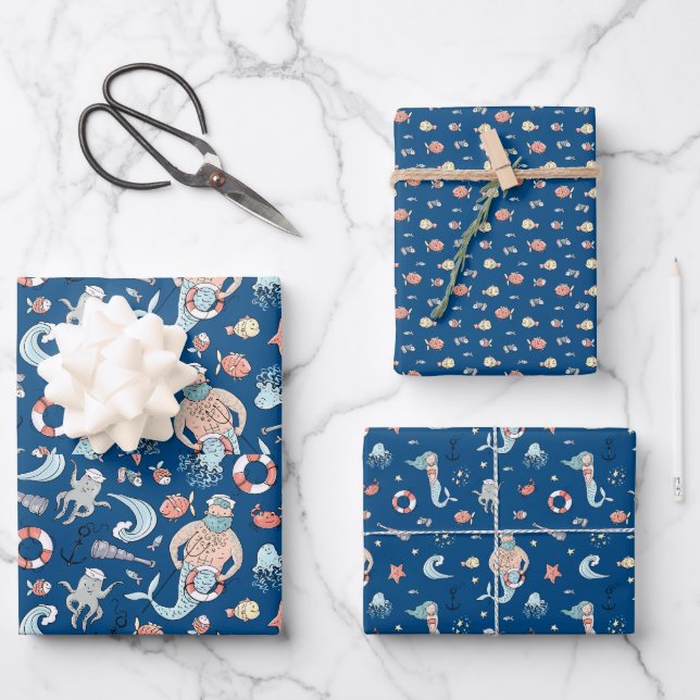Whimsical Mermaid Geschenkpapier Set (Vorderseite)