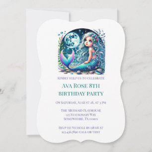 Whimsical Mermaid Girl Birthday Party Einladung