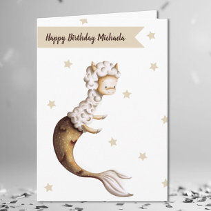 Whimsical Mermaid Llama Birthday Party Karte