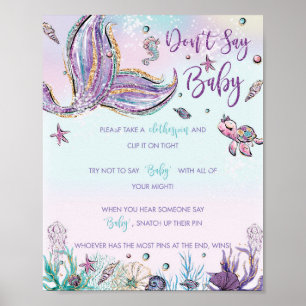 Whimsical Mermaid Sage kein Baby Shower Game Sign Poster