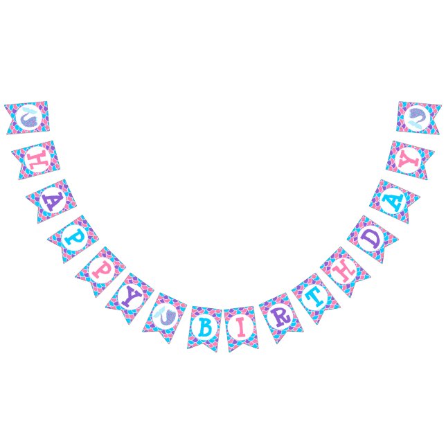 Whimsical Mermaid Schwanz Happy Birthday Wimpelkette (Alle)