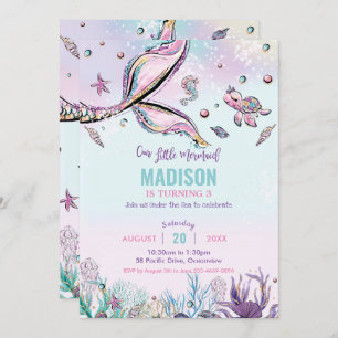 Whimsical Mermaid Schwanz Under Sea Birthday Einladung